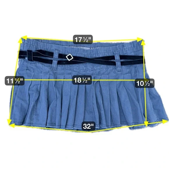 Vintage Y2K Hollister Mini Skirt 9 Rare Low Rise Pleated Velvet Baddie Coquette - Picture 3 of 9